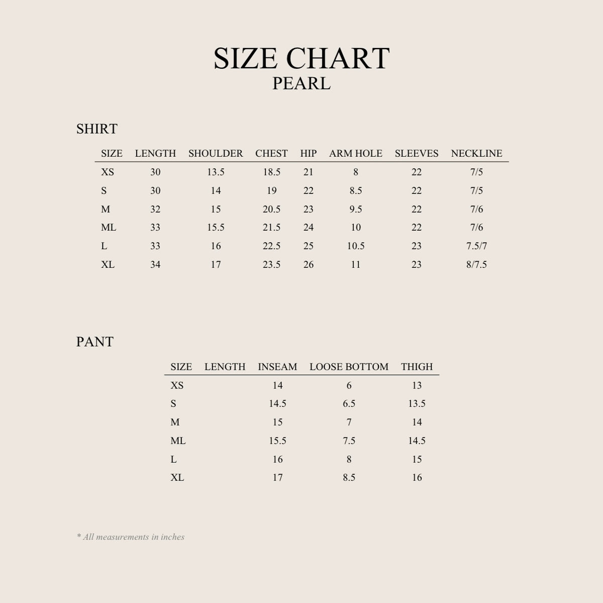 Size Chart