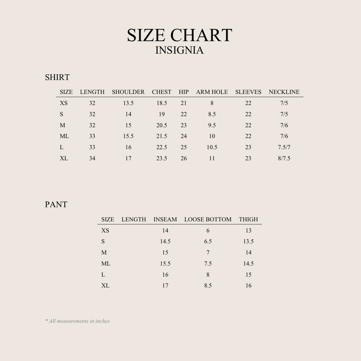 Size Chart