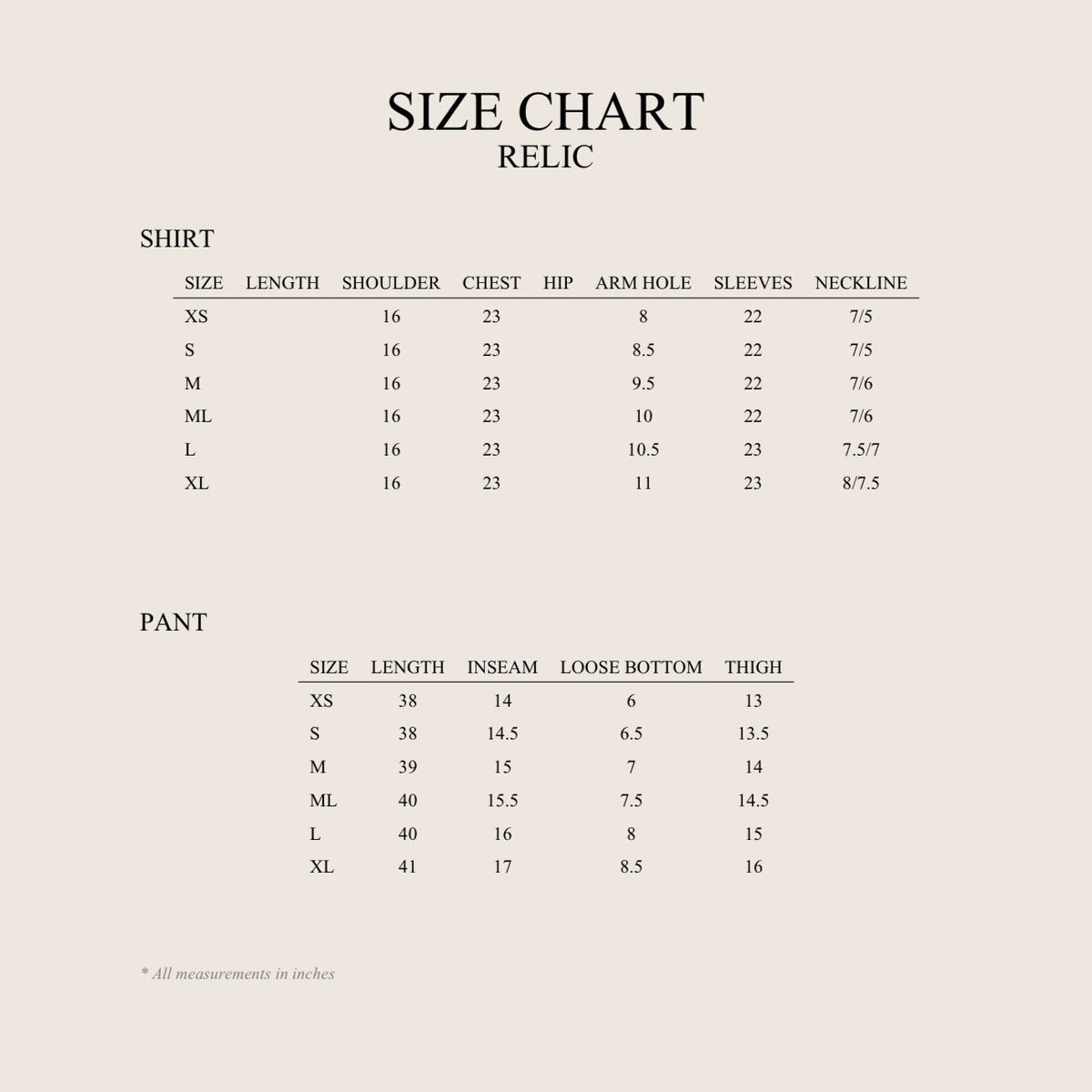 Size Chart