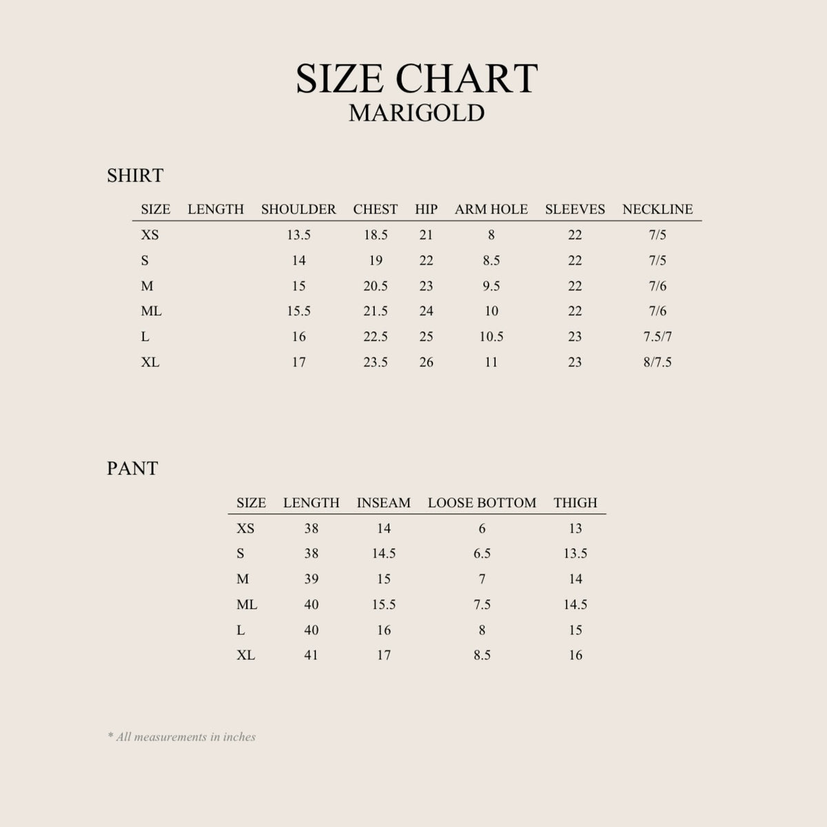 Size Chart