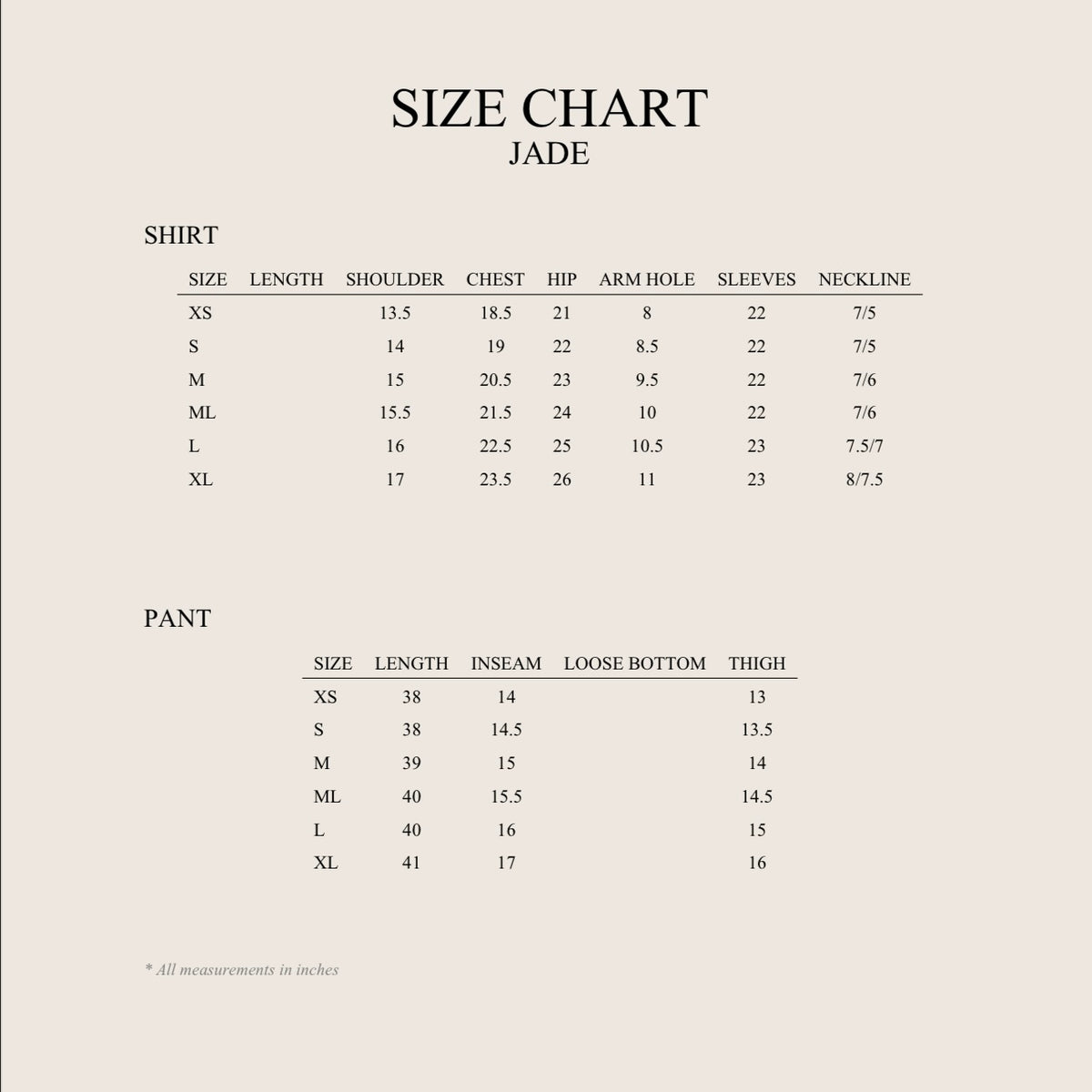 Size Chart