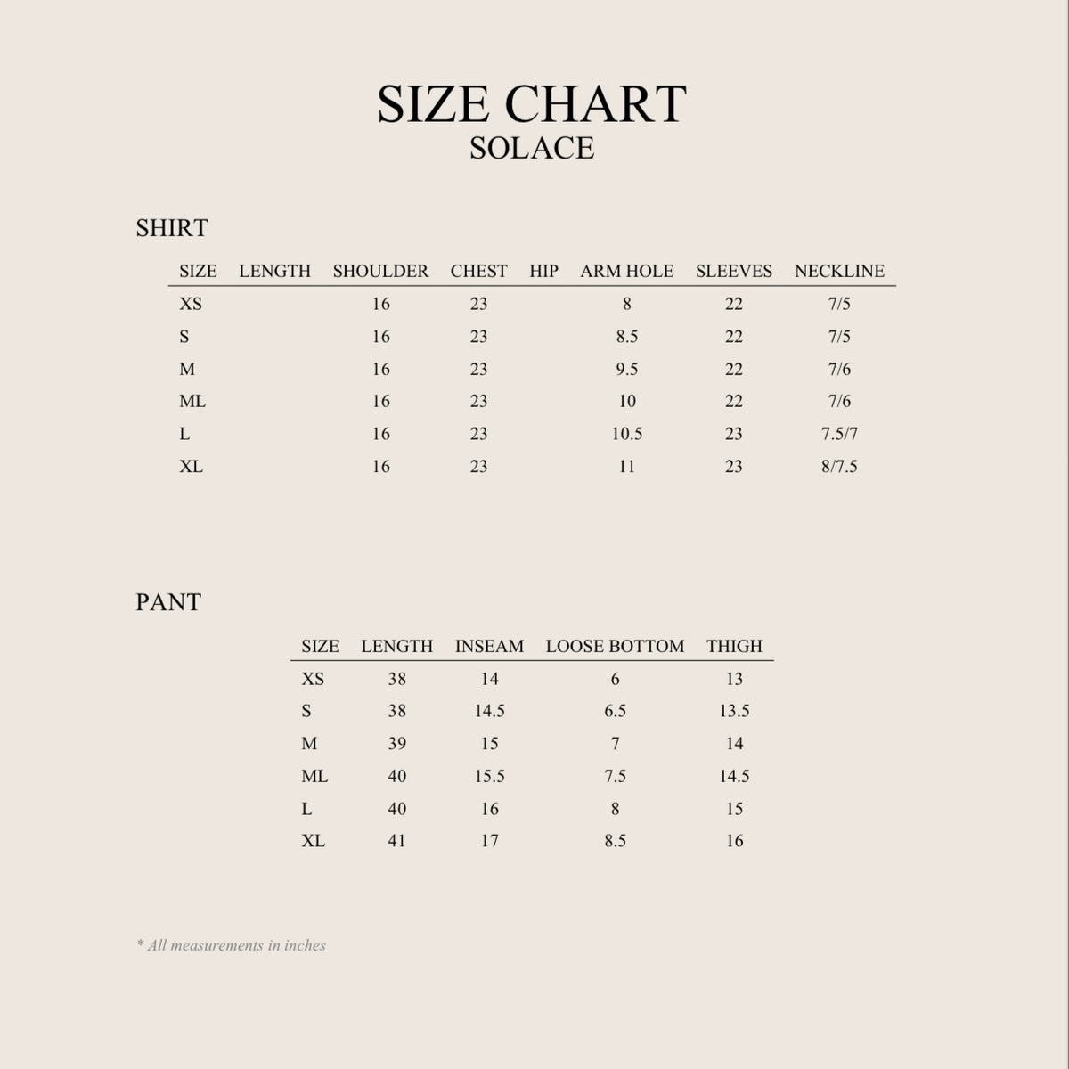 Size Chart