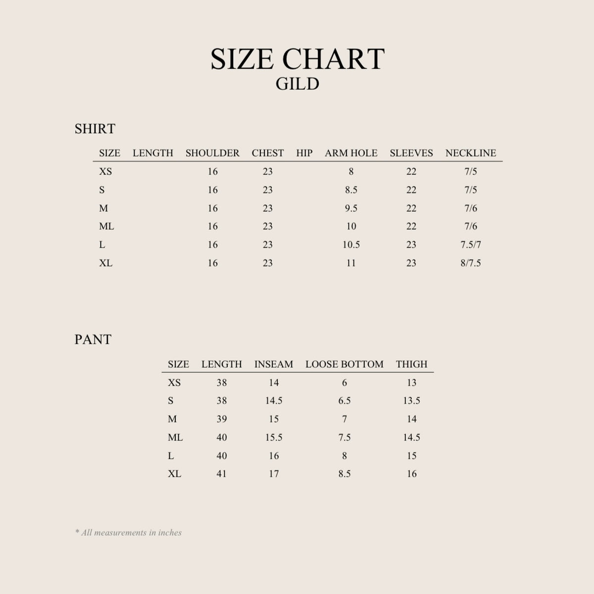 Size Chart