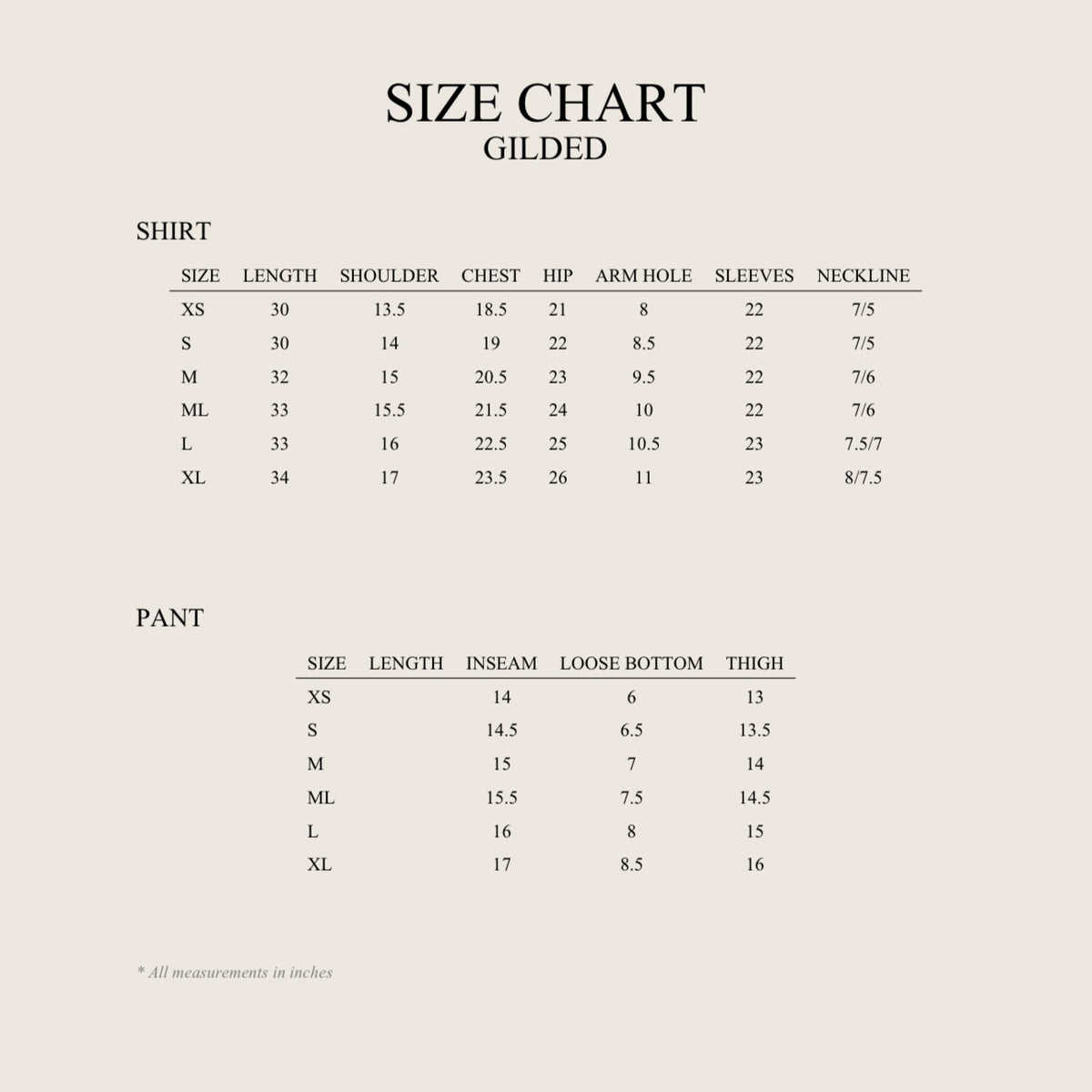 Size Chart